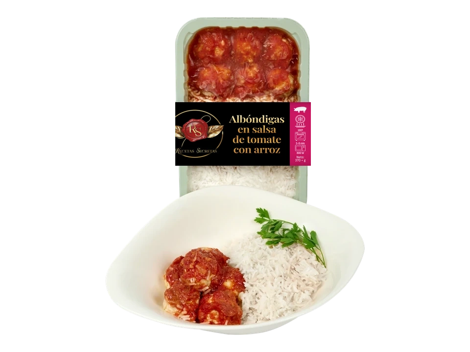 Meatballs in tomato sauce with rice